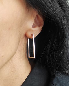 Rectangle Hoop Earrings Silver,stud Long Hoop Earrings,geometric Hoops Earrings,minimalist Jewelry, Rectangle Hoop Earrings,solid Earrings. - Etsy