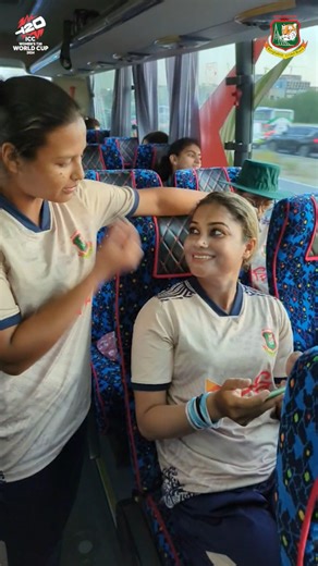 Inside the team bus! 🚌🎤 Watch as our women cricketers bond over fun questions, laughter, and team spirit on their journey. #BCB #Cricket #T20WorldCup | Bangladesh Cricket : The Tigers