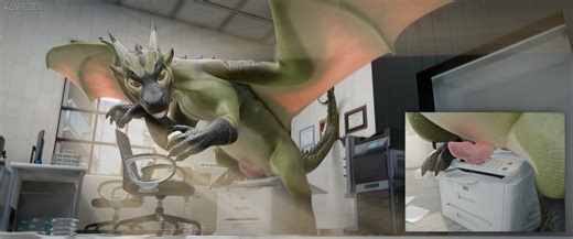 Office dragon scan butthole.