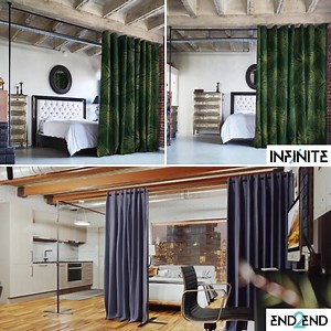 No holes? No problem! You asked for more "renter-friendly" privacy solutions... We are happy to announce the launch of our NEW Infinite Room Divider Kits & End2End Room Divider Kits... No tools, more style! Both new room divider solutions are easy to setup and require no permanent installation. Whether you're in a shared bedroom, studio, dorm, workspace, or loft; Our new Room Divider Kits can perfectly compliment any space & easily connect to divide small and large spaces. Visit our website to g