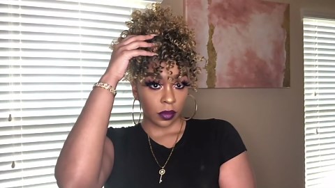 CINHOO Afro High Puff Hair Bun Black Ponytail Wig with Bangs Synthetic Short Kinkys Curly Pineapple Pony Tail Clip in on Wrap Updo Hair Extensions for African American Women Natural Black Hair(2##)