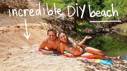 Making our own private beach on our off-grid homestead in Portugal