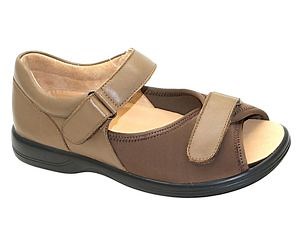 [Hot Item] Women Super Size Comfort Sandal with Lycra Fabric   Leather Upper for Diabetics