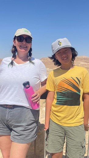 This is the perfect example of a “not boring” history lesson. Masada National Park is a UNESCO World Heritage Site that sits almost 1500 feet above the Dead Sea. You can access via cable car, as we did, or hike up the Snake Path, which takes about 90 minutes to climb. We were team cable car during our visit last week because 🔥 🔥🔥 weather. . The path was actually closed to hikers by the time we arrived at about 10:30 a.m. because it was too hot and there is zero shade. Y’all know I love a good