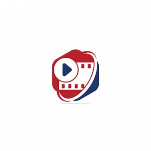 Download Play music sound button and video film strips logo vector template. for free