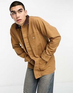 Dickies duck canvas unlined chore jacket in brown | ASOS