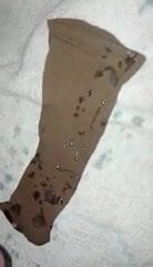 Cum hard on used Nylon socks