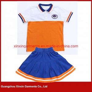 [Hot Item] Girls Wearing School Uniform Short Sleeve Polo Shirt and Pleated Knit Skirts for School Wear (U114)