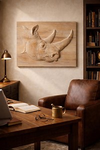Hand-carved Rhino Wall Art Solid Wood Relief Sculpture - Etsy