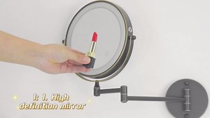 LED Bathroom Mirror，Bathroom Mirror with LED Light，Lighted Makeup Mirror with 3 Color Modes, Dimmable Light, Bathroom Mirror with Smart Touch Makeup Mirror, LED Makeup Vanity Mirror (Brown)