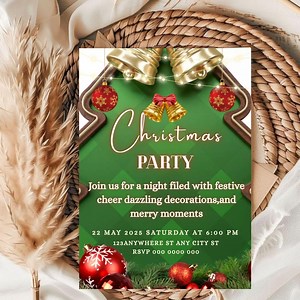 Editable Christmas Party Invitation Template ( 5x7 ) Digital Downloadable Product - Etsy