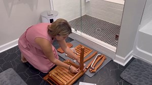 Teak Shower Bench with Back Support, 18.7 inch Solid Wood Shower Stool Waterproof Shower Seat, Inside Shower Legs Shaving, Use for Bathing and Sauna,Suitable for The Elderly, Young Women etc