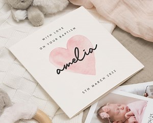 Baptism Card for Girl, Cute Pink Baptism Card for Daughter, on Your Baptism, Personalised Granddaughter Christening Card, Niece, Goddaughter - Etsy UK