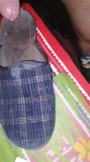 My worn slipper with my fresh semen