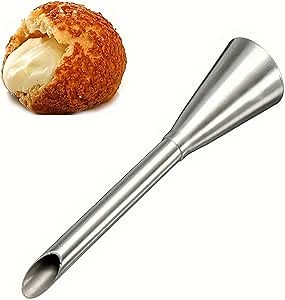 Cream Puff Icing Piping Nozzle Tips,Stainless Steel Long Puff Nozzle Tip Decorating Tools, Silver Cream Puff Decor Small Pastry Icing Piping Tool, for Baking, Cake Decor