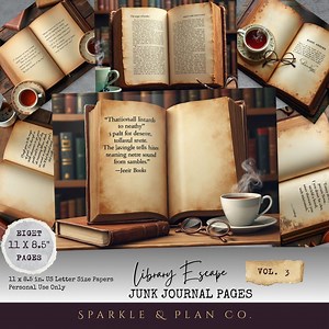 Library Escape Vol. 3 | Junk Journal Pages | Scrapbook Paper | Dark Academia | Library Printables | Book Lover Gift - Etsy
