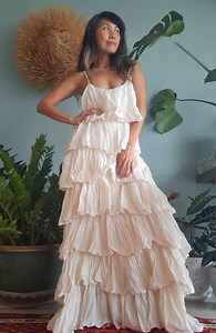 Bohemian Ruffled Maxi Dress,boho Spaghetti Strap Dress,bohemian Ruffled Wedding Dress,boho Wedding Dress,handmade Ruffled Wedding Dress. - Etsy