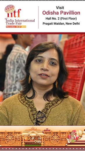 Immerse in the artistry of #Odisha with Rina Singh, as she admires our handicrafts, textiles, and stunning grain art at #IITF2023. Anuj was captivated by the elegance of our Boita-inspired Pavilion. Visit us to experience the flavors & craftsmanship that define our culture. | Information & Public Relations Department, Government of Odisha