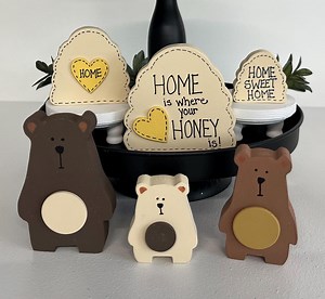 WHIMSICAL HONEY BEAR Decor | Honeybee | Fun Summer | Wooden | Kitchen Decoration | Bee | Farmhouse | Shelf Sitter | Mantle | Hive | Table - Etsy