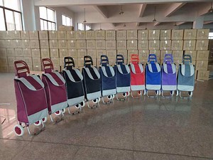 [Hot Item] Portable Trolley Rolling Grocery Shopping Carts for Sale, OEM Logo Printed Supermarket Personal Folding Shopping Trolley Bags