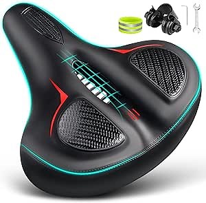 Wide Bike Seat for Peloton Bike, Extra Comfort Bicycle Seats Cushion for Men Women, Oversized Seat Pad for Peloton/Exercise/Spin/Stationary Bikes Saddle Replacement Indoor & Outdoor