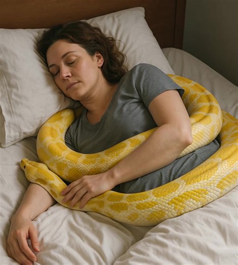 A girl kept a huge python at home. One day, the snake started acting strange, stopped eating, and wrapped itself around her owner's waist. Then, the girl learned something terrifying about it. 😱😱 The girl kept a python named Saffron at home, named for the sunspots on its scales. The yellow python had been with the girl for three years and quickly became a pet. Her family winced: "Be careful, it's a predator." But the girl only smiled: "It's tame. It loves me and would never harm me." However, 