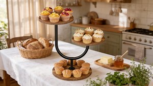 Cupcake Stand, 3 Tier Cake Stand Wood Cupcake Tower Rustic Dessert Table Display Set Tiered Tray Stand Dessert Stands Serving Tray for Party Farmhouse Decor