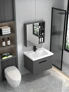 [Hot Item] Modern Small Unit Bathroom Intelligent Makeup Mirror Dressing Table Ceramic Basin Storage Wall Mounted Cabinet Furniture