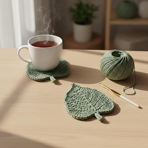 Easy Crochet Leaf Coaster Pattern for Beginners | Simple DIY Tea Coaster - Etsy UK