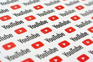 Youtube Pattern Printed on Paper with Small Youtube Logos and Inscriptions. YouTube is Google Subsidiary and American Most Popular Editorial Stock Photo - Image of like, logo: 168036568