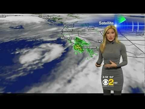 Jackie Johnson 2011/11/11 5PM CBS2 HD; Tight grey dress, tights