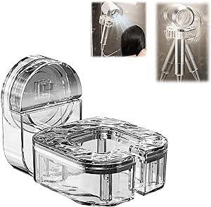 Rotating Hair Dryer Rack Punch-Free, 360° Blow Dryer Holder Stand Wall Mounted, Punch-Free Wall Mounted Hair Dryer Holder, Powerful Suction Hair Dryer Rack Holder Organizer (Transparent)