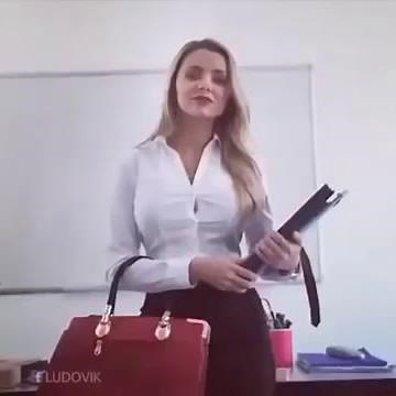 When hot sexy teacher entering the classroom