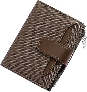 Belsmi Women Small Slim Compact Leather Bifold Wallets (Coffee)