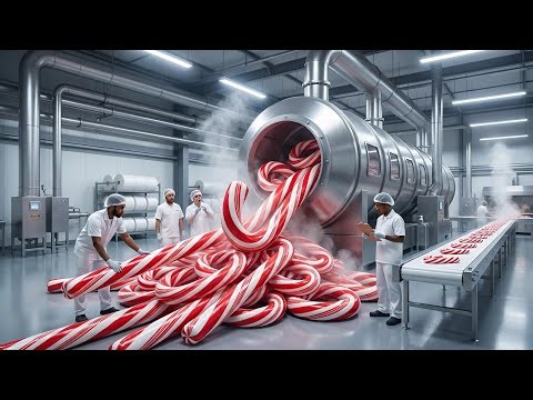 Inside Candy Cane Factory – How Christmas Candy Canes Are Made Step by Step