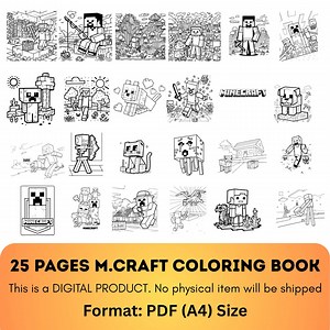 Minecraft Coloring Book Printable, 25 Pages | Digital Download | for Kids & Fans | A4 PDF - Etsy UK