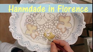 CERAMICHE D'ARTE PARRINI - Italian Ceramic Art Pottery Tray Plate Decorated Landscape Poppies Hand Painted Made in ITALY Tuscany