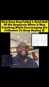 According to @the_black_robinhood, rapper Rick Ross orchestrated a classic pump-and-dump scheme with his new crypto coin. As the value plummeted, he flooded social media with videos urging his followers to buy in—while secretly holding 90% of the supply himself. @50Cent would’ve never… | Rahiem Shabazz