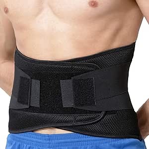 NeoTech Care Adjustable Compression Back Brace Lumbar Support Belt, Black, Size S
