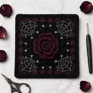 Gothic Crochet Pattern, Midnight Rose Web Granny Square for Blankets, Tote Bags & Wall Decor PDF - Etsy