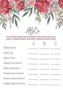 Customizable Baby Shower Templates, Baby Shower Games, Baby in Bloom, Girl Baby Shower, Pink Floral Baby Shower Games - Etsy Canada
