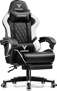 EXRACING Gaming Chair Ergonomic Computer Chair with Footrest and Lumbar Support, Height Adjustable High Back Leather Office Chair, 360° Swivel with Linked Armrest, for Adult and Teen (White)