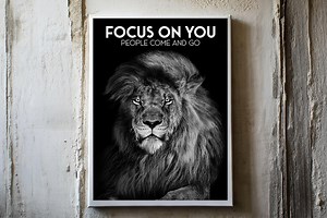 Lion Motivational Poster – Black and White Animal Print - Etsy Canada