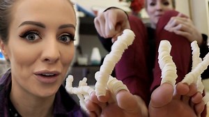 Today I take the 100 Layer Challenge to the next level! I put 100 layers of fake toe nails on ALL of my toes. Also go check out my 100 layers of finger nails video! | Annelise Jr