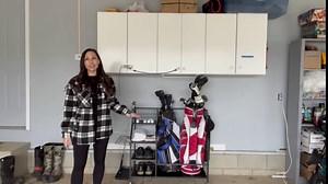 HoneySky Golf Storage Organizer for Garage, Double Golf Bag Stand Storage Rack with Lockable Wheels, Extra Large Golf Organizer for Golf Clubs and Golf Accessories, Ideal Gifts for Golfer