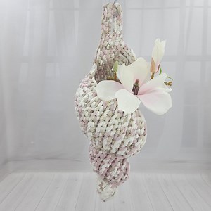 Crochet Seashell Basket, Cotton Beach Decor, Melange Wall Pocket - Etsy