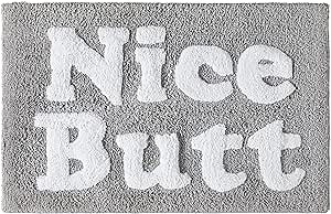 Jessica Simpson Cotton Bath Rug, Premium Overtufted Bathroom Rug, Machine Washable Decor, 20"x32", Nice Butt, Grey