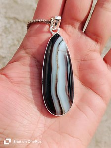 Handmade Botswana Banded Agate Gemstone 925 Sterling Silver Pendant - Etsy Australia