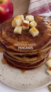 This caramel apple pancake recipe is a perfect blend of tender apples and cinnamon infused batter, cooked to golden perfection. These pancakes are a scrumptious breakfast delight with a hint of autumn’s charm. | Homemade Heather