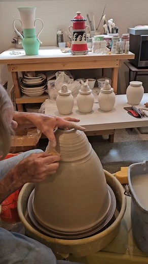 #wheeltrown #clay #ceramics #potter #barryhage #totem #base | Rosalind Hage